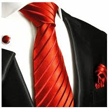 Red Silk Tie with Stripe Pattern