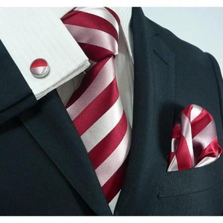 Striped Red and Pearl Silk Tie